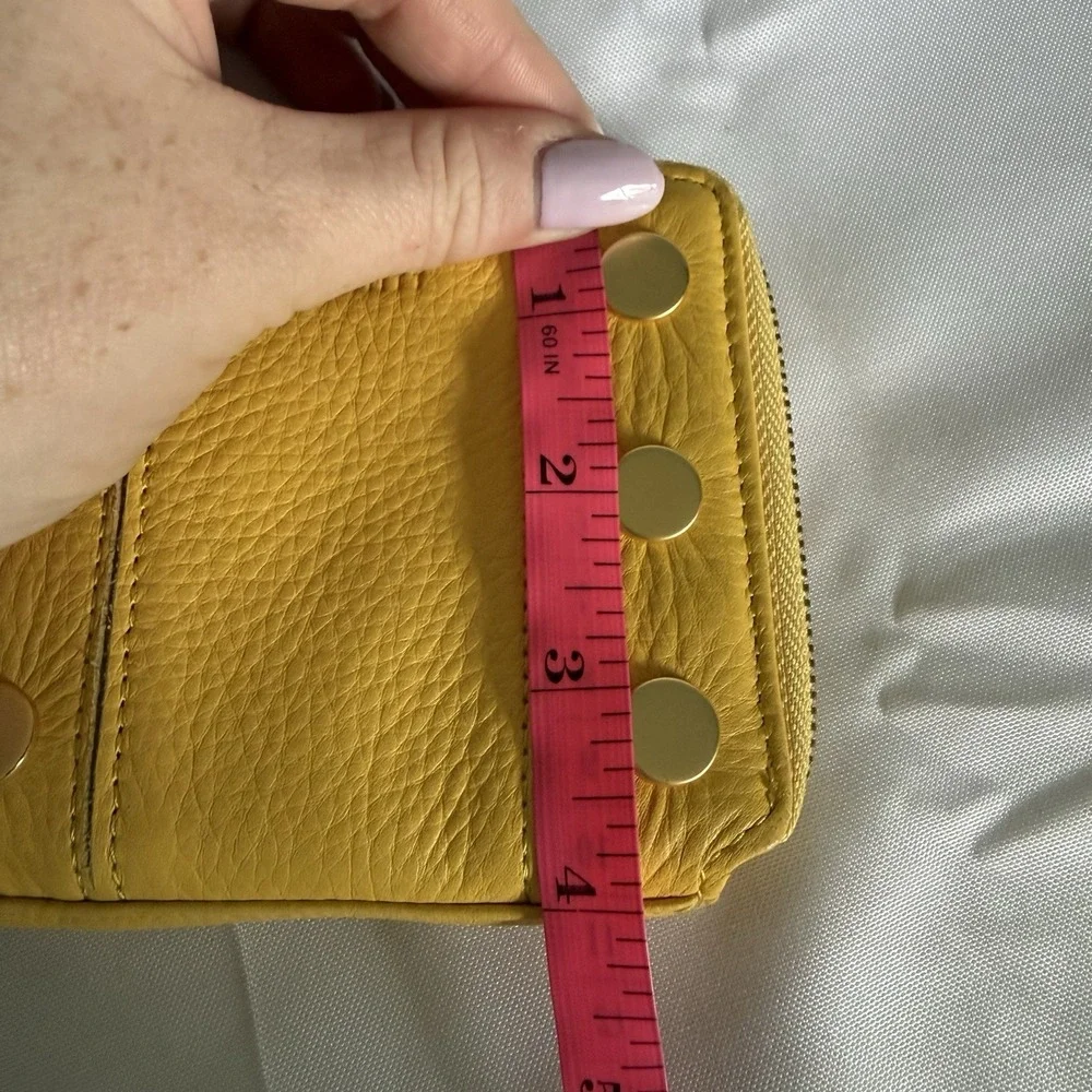 Hammitt Yellow Pebbled Leather 5 North Zip Around Wallet Card Change Holder